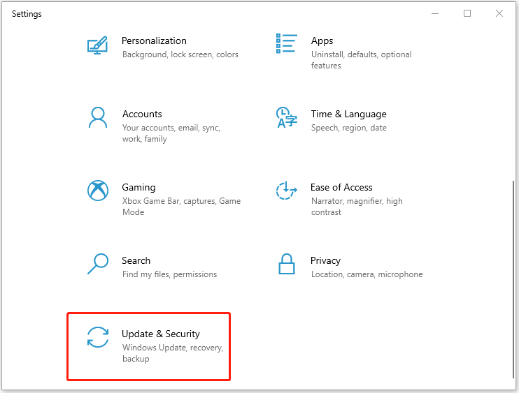 Select Update & Security