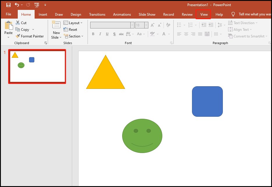 click the target slide and hit View