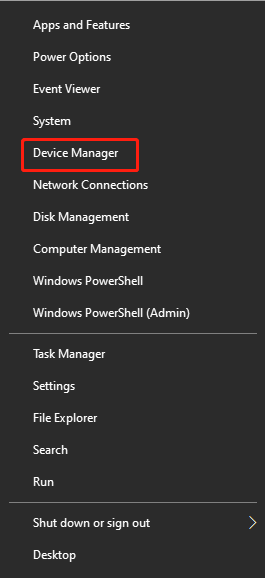 open Device Manager from the Start menu