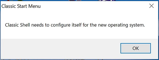 Classic Shell needs to configure itself for the new operating system