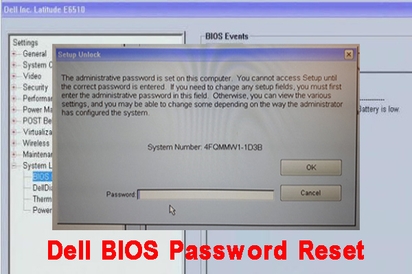 how to reset BIOS admin password on Dell laptop