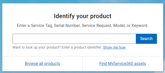 enter your Service tag in the Dell search box