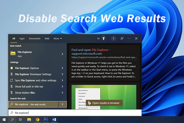disable search web results on Windows 11/10