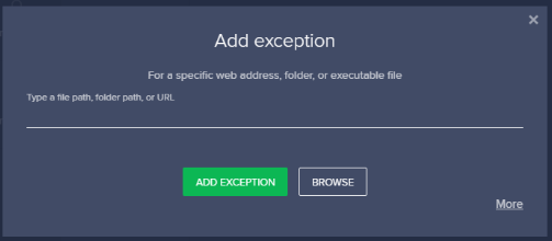 add exception in Avast