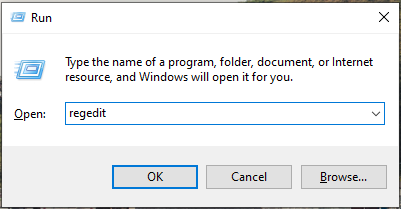 run regedit in the Run box