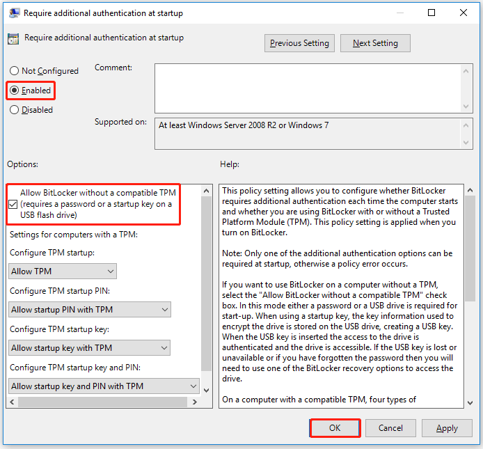 Enable Group Policy setting
