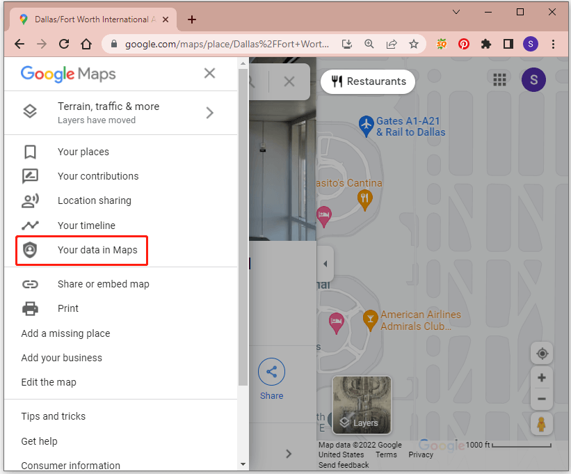 select Your data in Maps