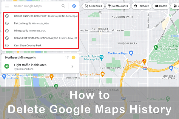 how to delete Google Maps history