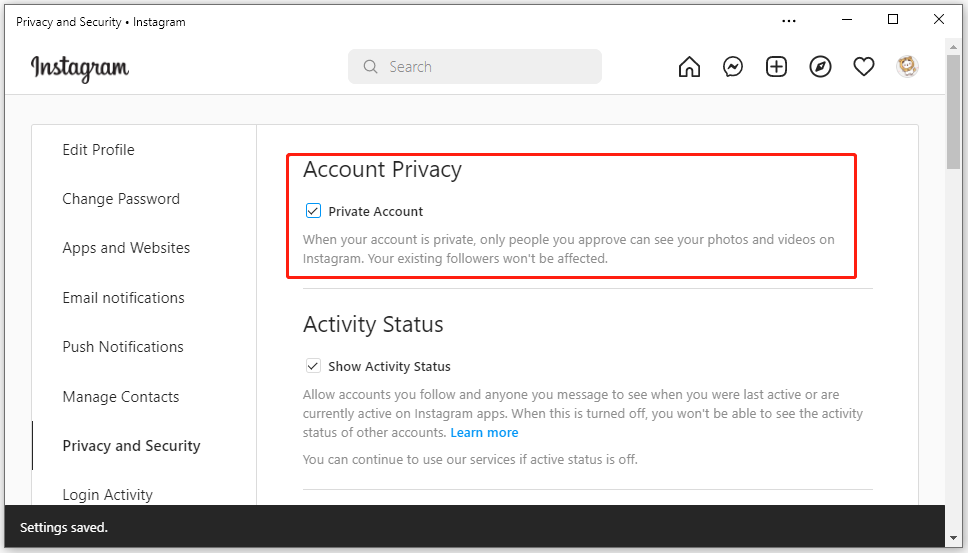 check private account