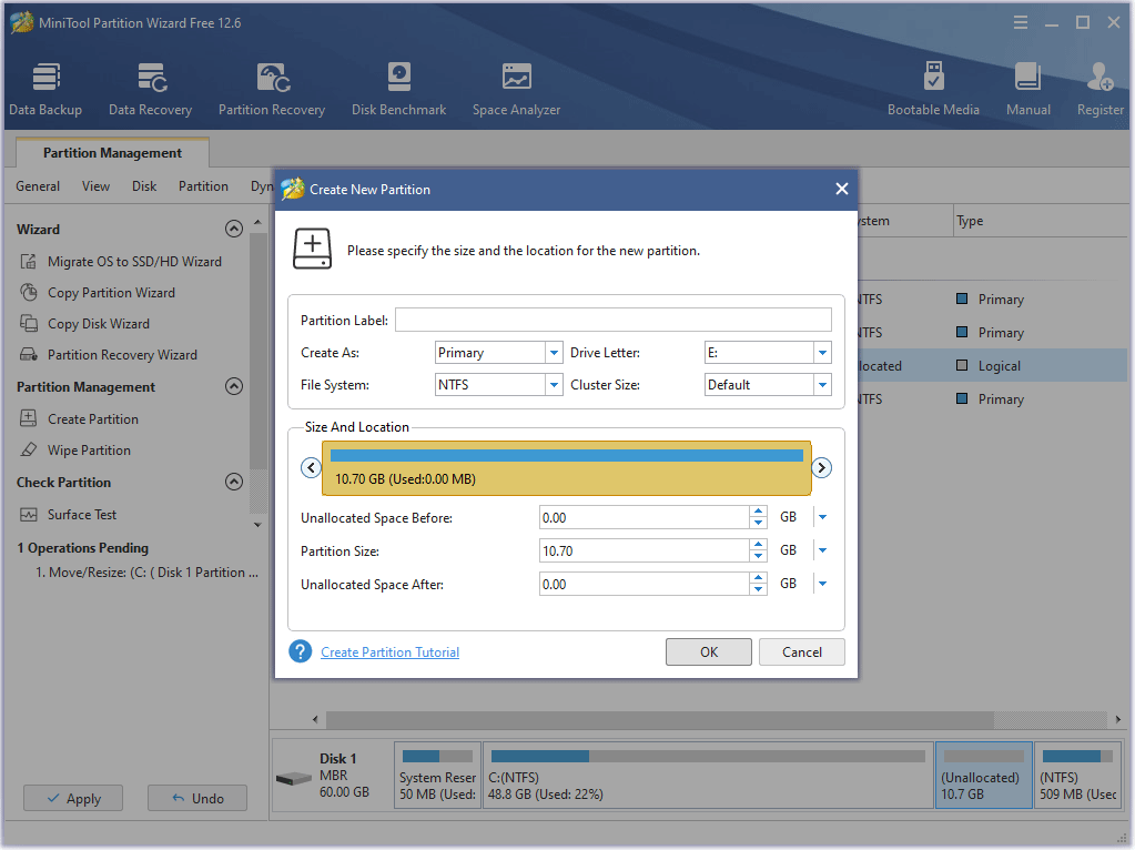 create a new partition 