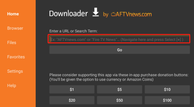 click the URL search box