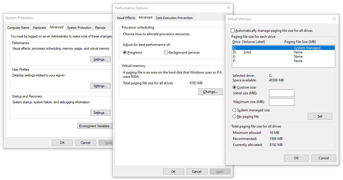 increase the virtual memory