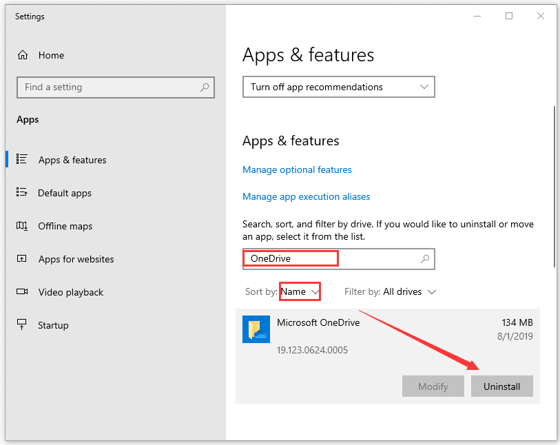 uinstall OneDrive