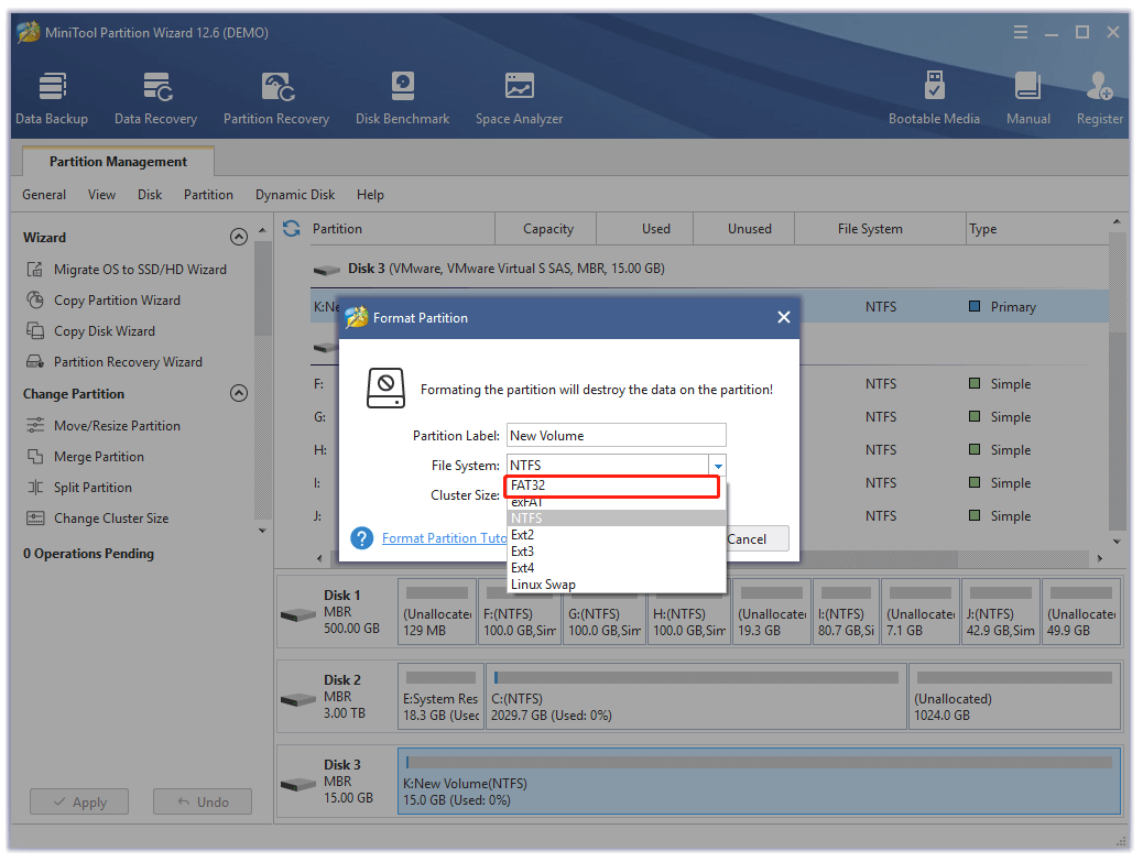 select the file system
