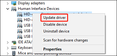 update the HID-compliant touch screen driver