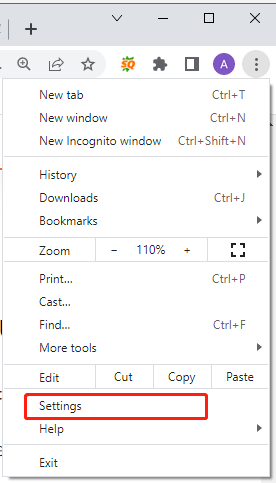 select Settings on Google
