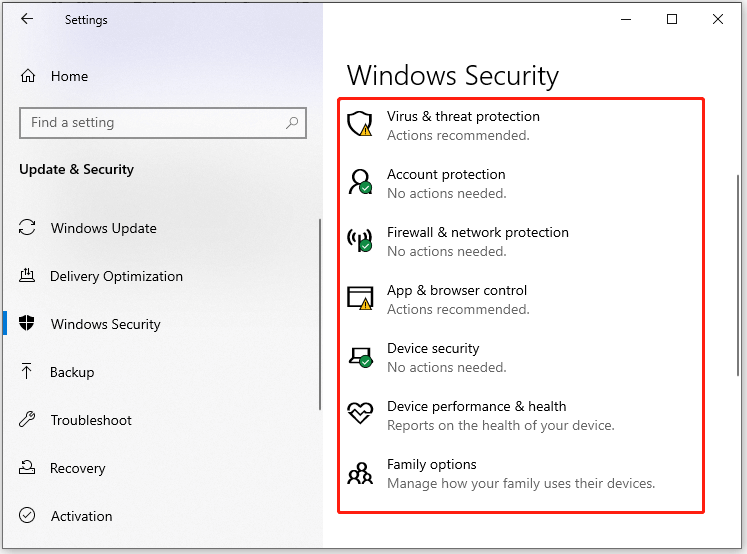 features of Windows Security