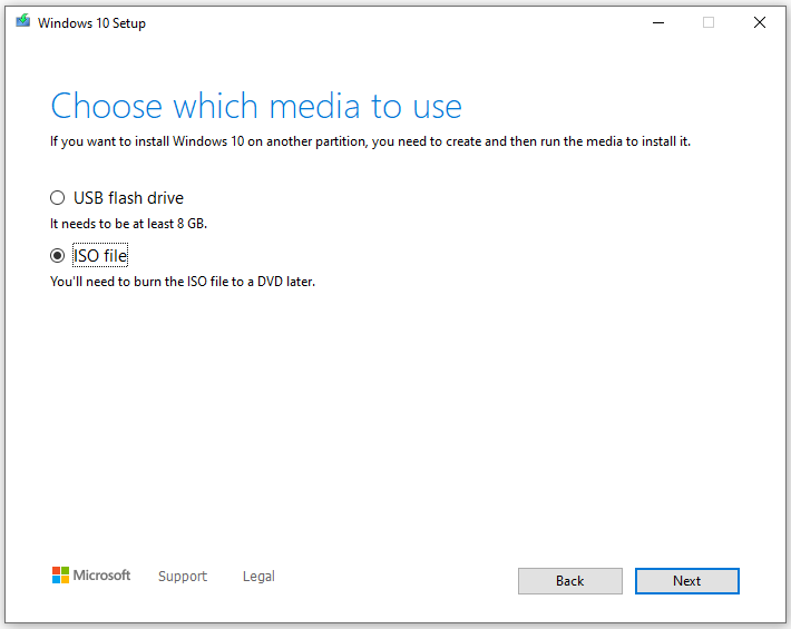 select the options from USB flash drive and ISO file