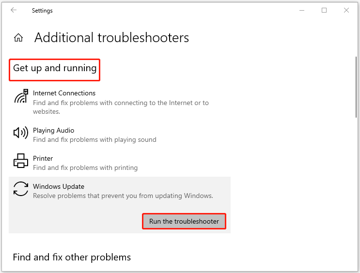 Run the Windows Update troubleshooter