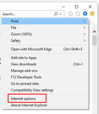 select Internet Options
