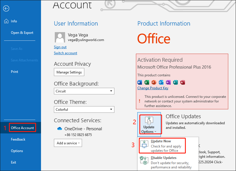 update Outlook
