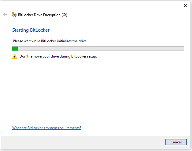BitLocker initializes the drive