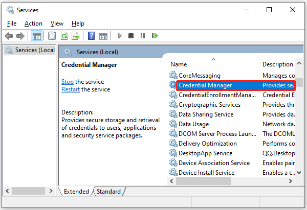 double click Credential Manager