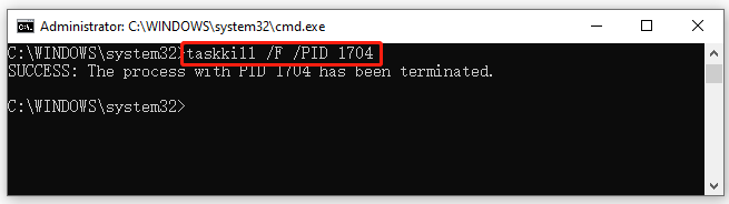 terminate a task using cmd