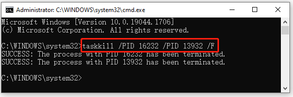 kill multiple processes simultaneously by its PID