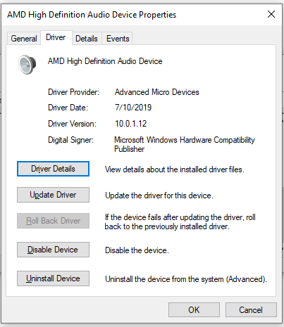 audio properties window