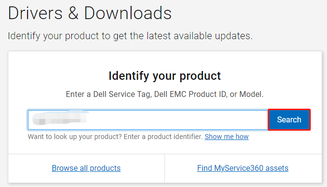 enter a Dell Service Tag and click Search