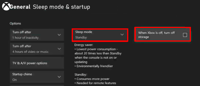 select standby mode on Xbox Series X