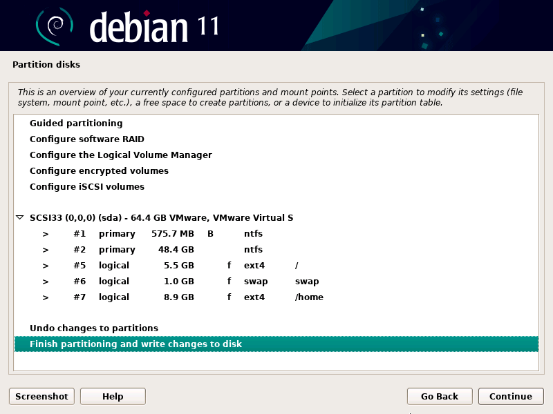 check the disk partition layout