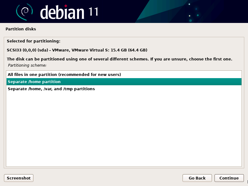 select a partition scheme