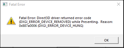 DXGI ERROR DEVICE REMOVED