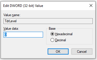 set TdrLevel to 0