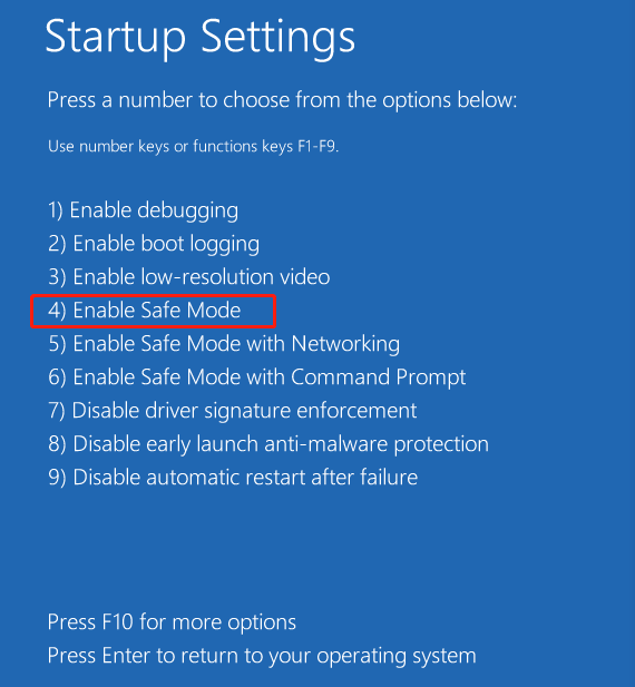 Select Enable Safe Mode