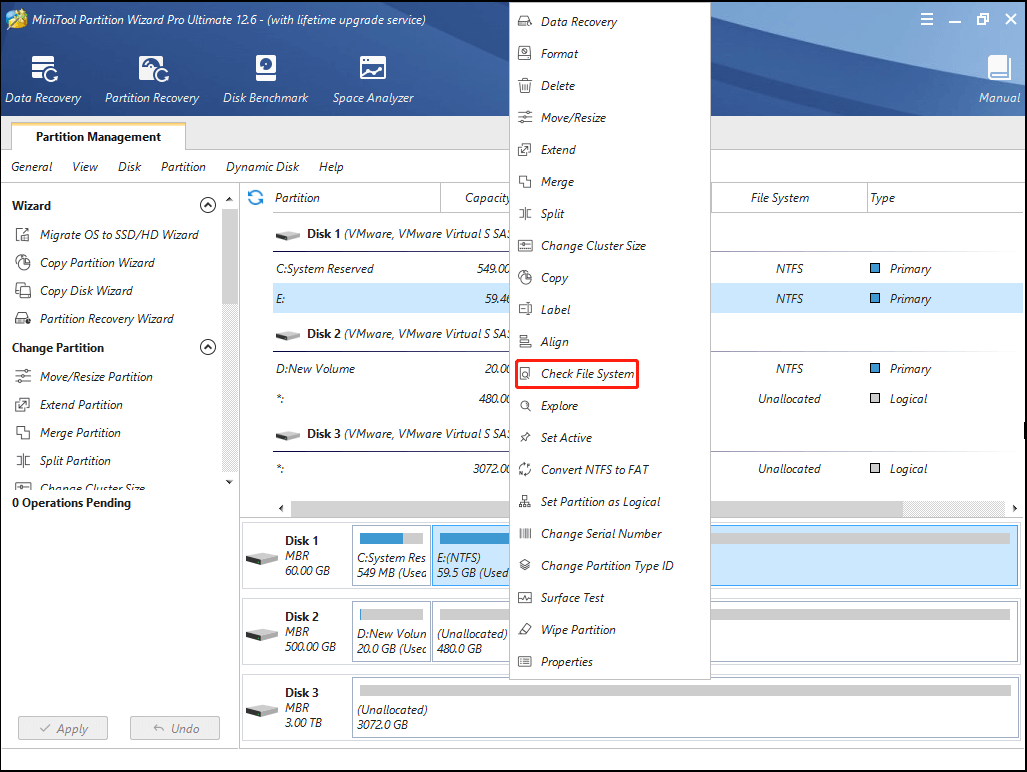 Select Check File System