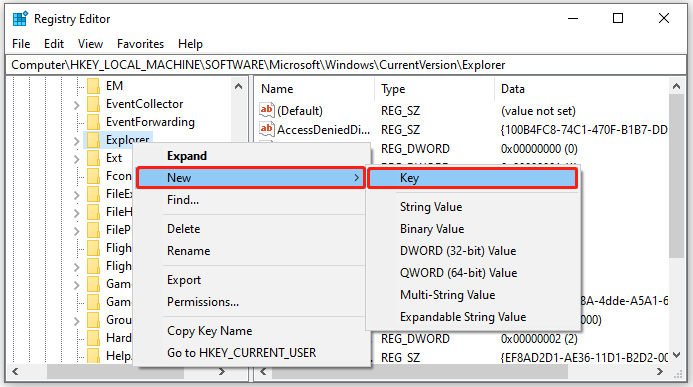 Create a new key