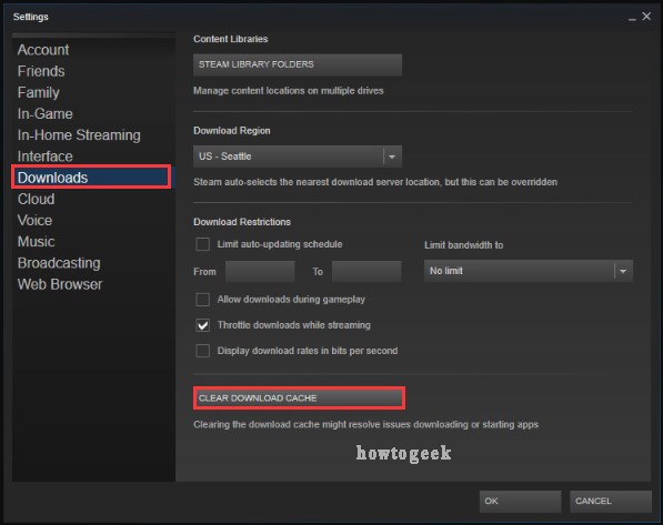 Clear Steam Download Cache