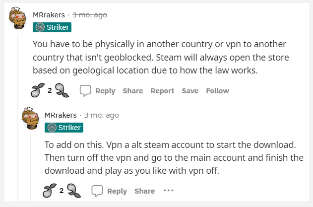 a user report from the Reddit community