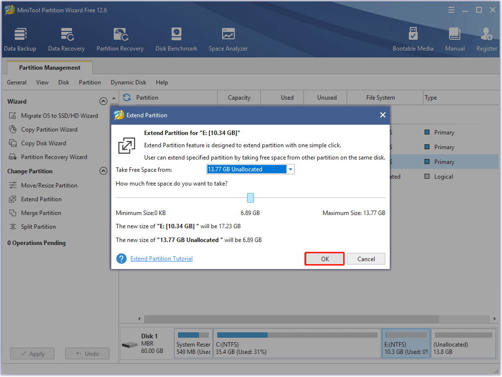 extend partition