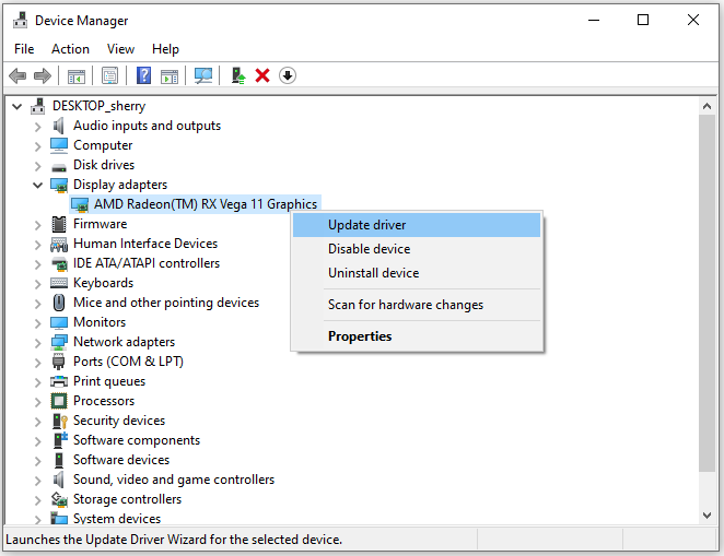 click Update driver
