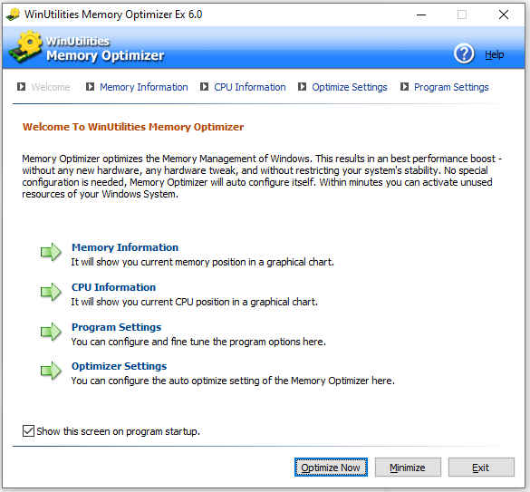 WinUtilities Memory Optimizer