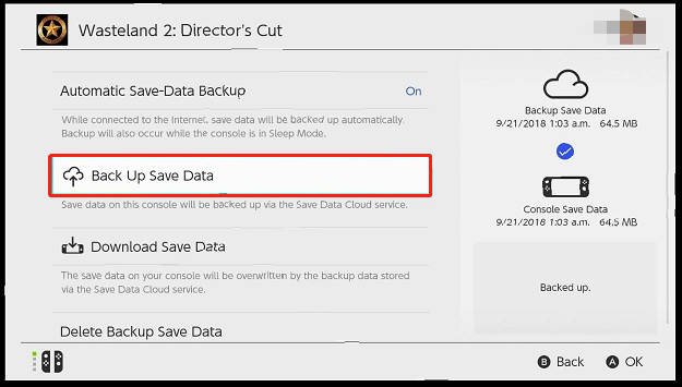 back up save data