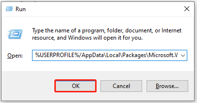paste the content in the run window