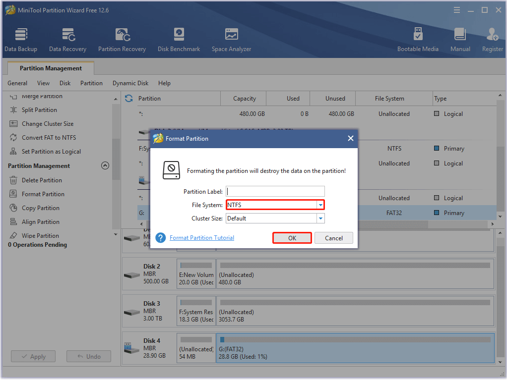 Format the USB drive to NTFS
