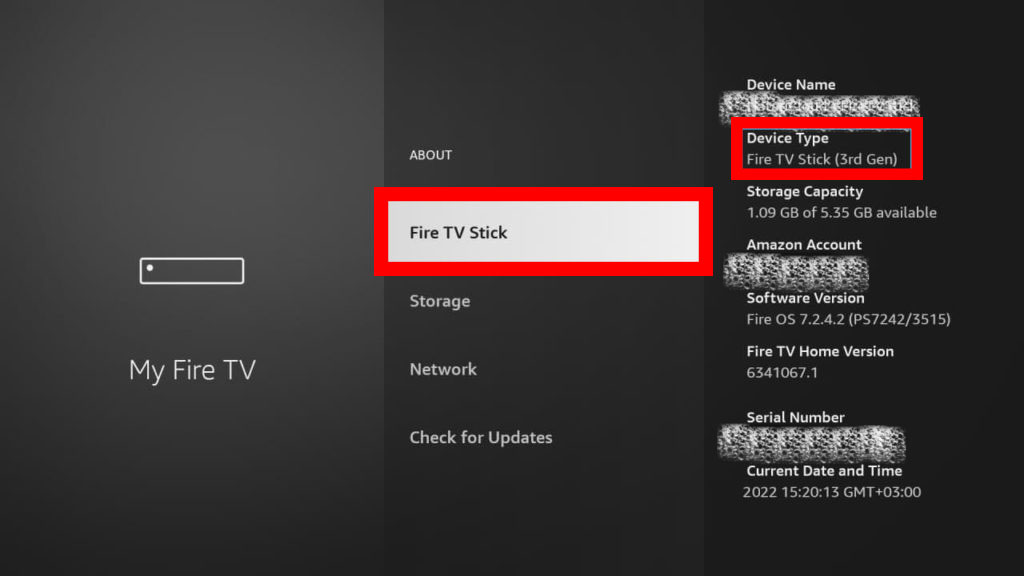 check the Fire Stick device type