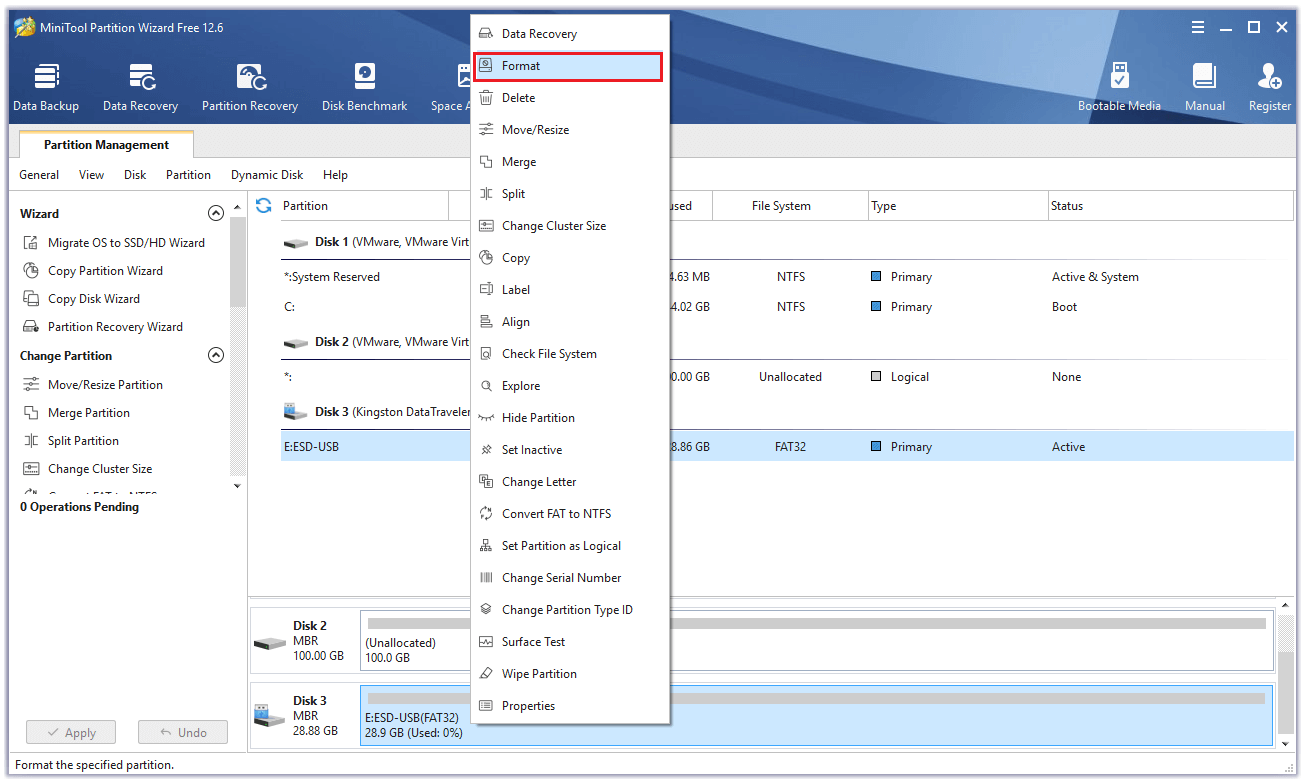 Select Format Partition
