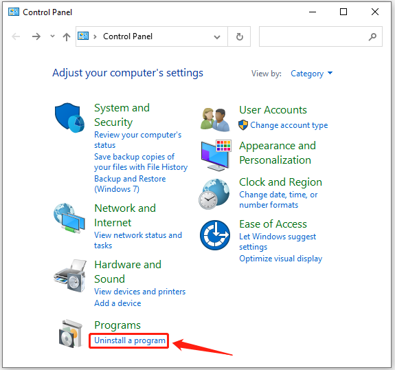 Select Uninstall a program